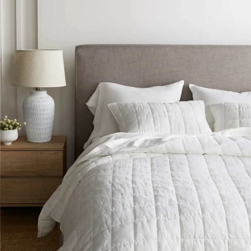 Quince European Linen White Box Quilt! Sz. King/ Cal King (572)_4